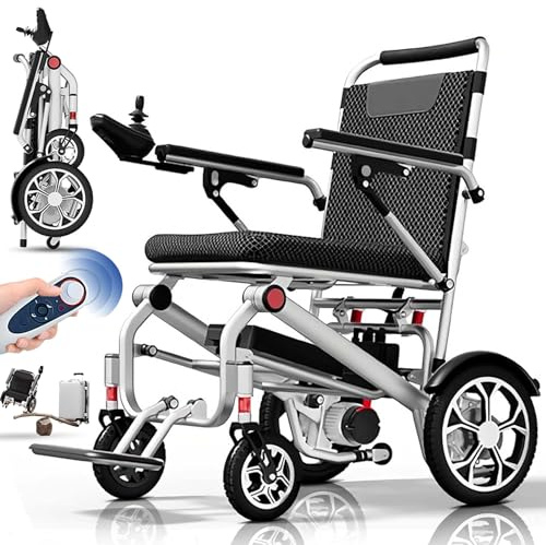 Ultraleichter Faltbarer Elektrische RollstüHle, Mit Fernbedienung, 14.9 Kg Faltbar Elektrorollstuhl FüR Die Wohnung, Li-Ion Battery,TragfäHigkeit 150 Kg,Leicht Rollstuhl Elektrisch, 12 Ah