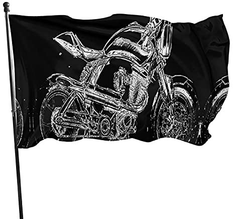 Drapeau Moto Noir Et Blanc Œillets En Laiton Dans Bannière Décoratifs Drapeau Pirate Pour Saisonnière Decor Four Seasons 90X150Cm