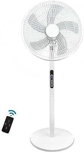 16 Electric Floor Standing Pedestal Fan with Remote Control for bedroom and home use, Light Weight, 8 Speeds, 5 blades, 120° Oscillation, Upto 9 Hours Digital Timer, LED Display, 50W (White)