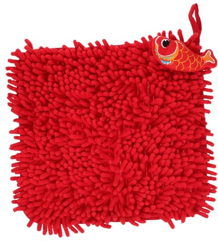 VICASKY Handtuch Angenehm zu Halten Haushaltshandtuch mit Aufhängeschlaufe Flauschiges Chenille Rot und Schnelltrocknend Langlebig für Küche und Bad