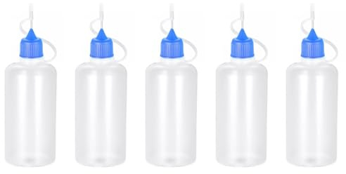 Wizard Vapes 5 x Empty Plastic Squeezable Liquid Dropper Filling Bottles E-Juice Quiling Oil Needle Tip LDPE (Blue, 50ml)