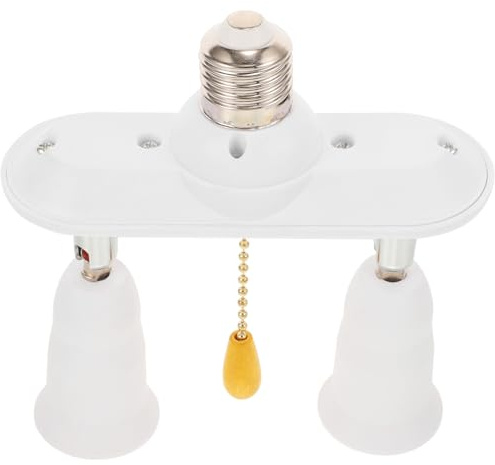WHAMVOX Lampenfassungsadapter E27-2e27/e26 Mit Zugkette Lampenfassung Splitter Für Schlafzimmer Wohnzimmer Büro 2-fach Lampensockel Verteiler Langlebiges Material