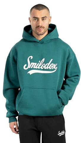 SMILODOX Hoodie Herren Lorik, Kapuzenpullover mit großem Frontprint auf der Brust, weichem und flauschigem Stoff, Kängurutasche Pulli, sportliches Sweatshirt für Alltag, Freizeit und Streetstyle