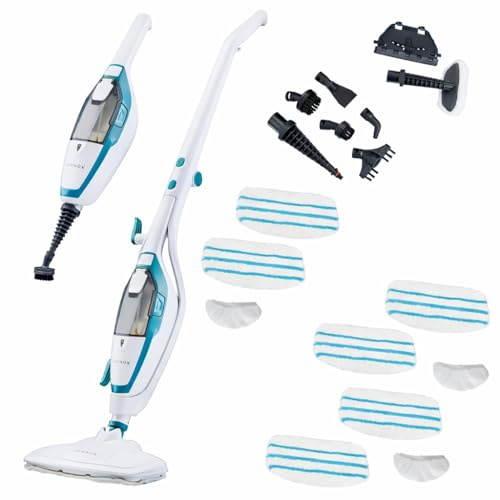 Zennox Multifunctional Steam Mop with 6pc Spare Mop Pad Set – Multi-Surface Steamer Cleaner for Hard Floors, Laminate, Wood, Carpets, Rugs, Surfaces, Worktops, Tiles & More