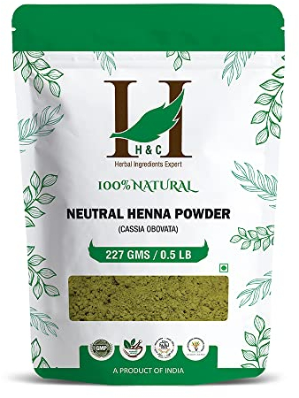 H&C Neutral Henna Powder/Colorless Henna/Cassia Powder (Cassia Obovata) - 227G (1/2 Lb) | for Conditioning Your Hair Without Coloring.