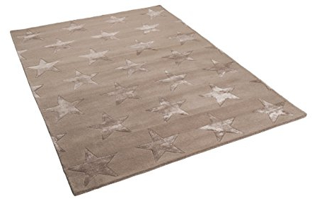Theko Natur Designer Teppich Viva Silk Sterne Beige in 6 Größen