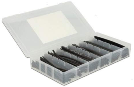 Kit 100 pezzi guaina termorestringente nera nero 1,5 2,5 4 6 10 13 mm termica termoretraibile termoretrattile isolamento cavi saldatura