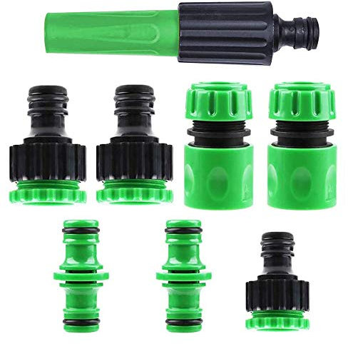 Homo Trends Lot de 8 raccords de tuyau d'arrosage Tuyau d'arrosage Tuyau d'extrémité Double mâle pour raccorder le tuyau d'arrosage 12,7 mm Vert