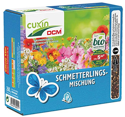 Cuxin Blumensamen Schmetterlings-Mischung, 2in1 Saatgut & Dünger, 260 g