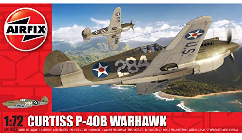 Airfix Model Set - A01003B Curtiss P-40B Warhawk Model Building Kit - Plastic Model Plane Kits for Adults & Children 8+, Set Includes Sprues & Decals - 1:72 Scale Model, Olive
