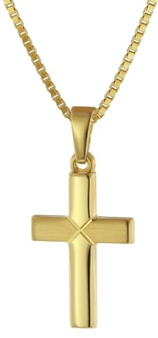 trendor Kreuz-Anhänger für Kinder Gold 333 mit goldplattierter Halskette | Kinder-Schmuck, Kreuzanhänger aus Echtgold für Jungen und Mädchen, Geschenkidee,