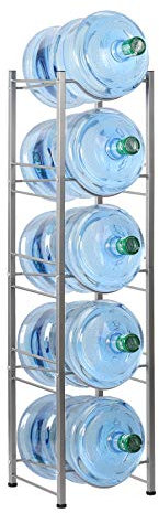 HAITRAL Soporte para jarra de agua, 5 niveles, resistente, para botellas de agua, color plateado