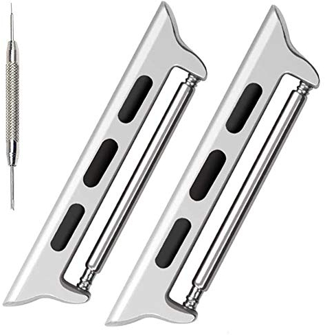 Miimall Kompatibel mit Apple Watch Ultra 2&1/Series 9/8/7/6/SE/5/4/3/2/1 Uhrenadapter, Edelstahl Metall iWatch Armband Connector Uhrenarmband Adapte/Stecker für iWatch 49mm 45mm 44mm 42mm - Silber