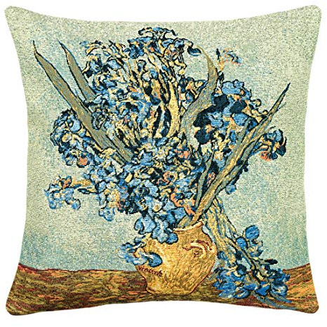 Belgian Tapestries Kissenhülle 45 X 45 cm Vase mit Iris v. Gogh Gobelinkissen