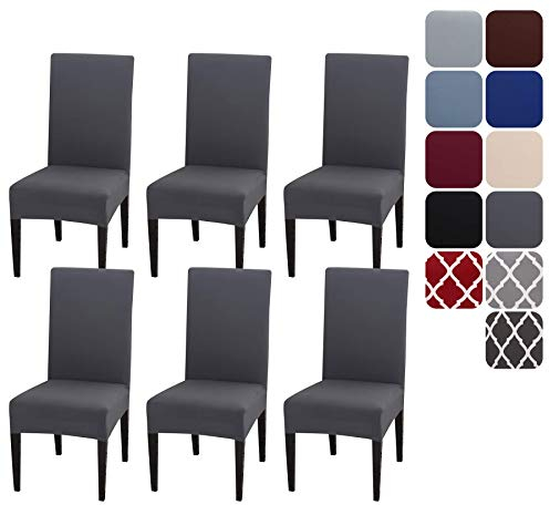 Aisprts Stuhlhussen 6er Set Stretch Stuhlhussen für Esszimmerstühle, Abnehmbarer Waschbarer Stühle Schutz Dekoration Stuhlbezug für Haus, Küche, Hotel, Restaurant, Bankett, Hochzeit, Party