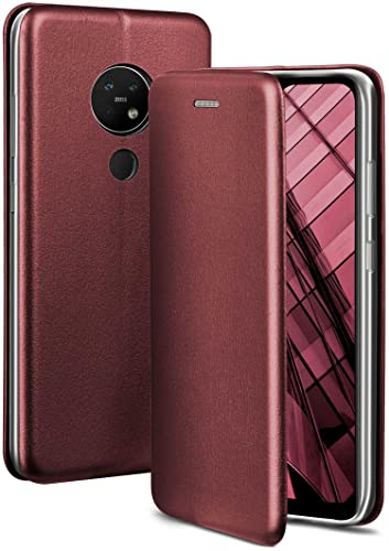 ONEFLOW Business Case für Nokia 6.2 / Nokia 7.2 Handyhülle klappbar mit Standfunktion, Klapphülle Flipcase Cover Dünn, PU Leder Hülle mit Kartenfach, 360 Grad Schutzhülle, Weinrot