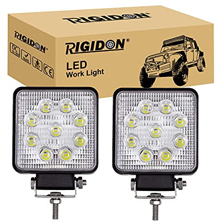 RIGIDON 2 Pcs Auto quad scheinwerfer, 4 Zoll 10cm 27W led flutstrahler, offroad beleuchtung für SUV ATV, Traktor, LKW, 4x4 6000K Weiß led nebelscheinwerfer, led arbeitslicht led arbeitsscheinwerfer