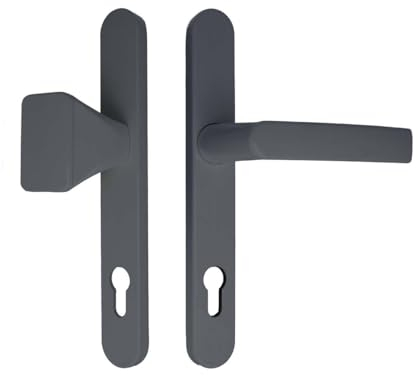Premium Drückergarnitur Breva - Schildbreite 35mm, Farbe:Grau RAL 7016, Griffart:Griff-Knauf