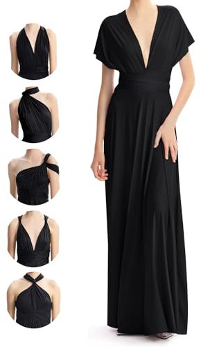 Black Bridesmaid Dresses Multiway Infinity Dress Wedding Guest Plus Size Long Maxi Floor Length ConvertibleMaternity,Prom,Evening Gown,One Size