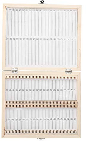 Boîte de rangement de lames de microscope 100 pièces, lames de microscope préparées en verre de biologie spécimens boîte de rangement de lames en bois pour la collecte de tranches