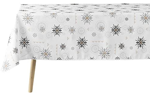 Douceur d'Intérieur Nappe Rectangle (150 x 300 cm) Enchante Blanc, Polyester Imprimé