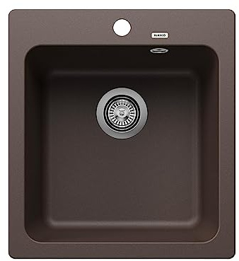 BLANCO NAYA 45 Fregadero de granito de SILGRANIT cafe | Tipo de montaje: instalación desde arriba | para armarios inferiores de 45 cm de ancho | Gran volumen de lavabo para un uso óptimo | Superficie | [46,5 x 51 x 21,2 cm] | para armarios inferiores de 45 cm de ancho | Gran volumen de lavabo | Superficie fácil de limpiar