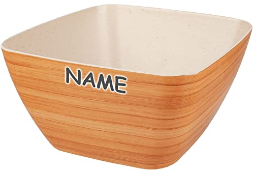 alles-meine.de GmbH Geschirr Motiv & Artikel wählbar Müslischale/Salatschüssel/Suppenschüssel - Holz Muster - inkl. Name - 850 ml / 0,85 Liter - 4 eckig/quadratisch/r..