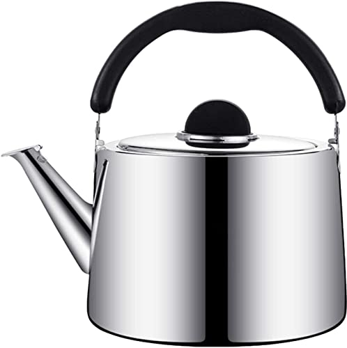 Stove Top Whistling Tea Kettle Whistle Kettle Tea Kettle Stainless Steel for Stove Ergonomic Heat-Resistant Handle Silver Tea Kettle Kitchenaid Stainless Steel Teakettle(Color:Silver;Size:4L