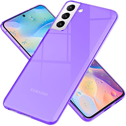 NALIA Neon Silikonhülle für Samsung Galaxy S21 FE - Knallige Signal-Farbe & Linsenschutz - Vibe (Transparentes Case) - Marke aus Berlin, Farbe:Lila