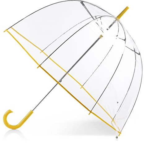 Totes Ombrello trasparente a bolle per adulti e bambini, con tettuccio a cupola, design leggero, protezione da vento e pioggia, limonata, per adulti, baldacchino da 129,5 cm, ombrello trasparente a