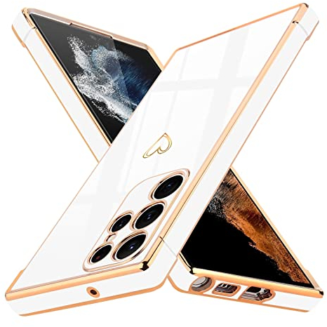 Lafunda kompatibel mit Samsung Galaxy S22 Ultra 5G (6.8 Zoll) Handyhülle Mädchen Liebesherz Silikonhülle weich Hülle Ultra dünn Stoßfeste Schutzhülle Bumper case für Samsung S22 Ultra 5G Weiß