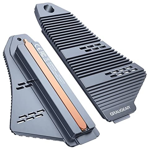 GRAUGEAR Cubierta del disipador de calor SSD PS5, disipador de calor M.2 NVMe PS5, diseño en forma de lanzadera, disipación de calor con enfriador de tubo de calor y aleta de aluminio para NVMe M2