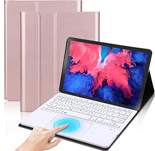 QYiiD Coque Clavier avec Touchpad pour Lenovo Tab P11 / P11 Plus 11 (2021 Release, Model TB-J606F / TB-J606L) 11, AZERTY Clavier Détachable avec Pavé Tactile, Coque Housse, Or Rose