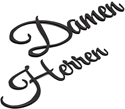 Damen & Herren Türschild Set Schriftzug Toilettenschild Selbstklebend Schwarz