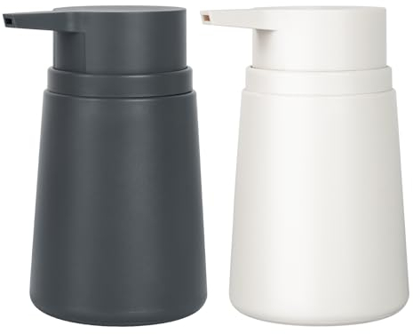 Topsky Soap Dispenser with Plastic Pump, 320ml Liquid Hand Soap Dispenser, Rustproof Pump for Kitchen & Bathroom, Great for Lotions, Essential Oil, Liquid Soaps (1PCS Grey & 1PCS Cream White)