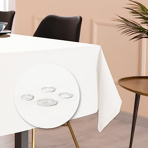 Flowen Nappe Anti Tache Blanche 140x140 Protection de Table Polyester d'Intérieur et d'Extérieur Fabriqué en Italie