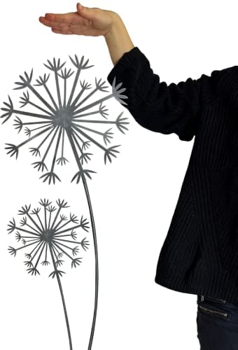 Terma Metall Pusteblume grau XXL 140 cm Höhe Pusteblume Gartenstecker, Gartenfigur groß, Metallfigur Garten,