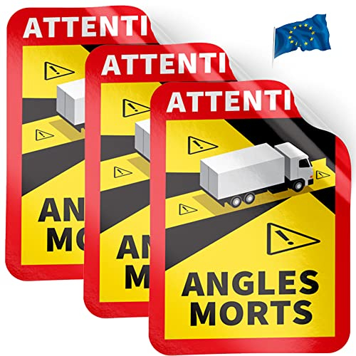 PRINT.GG Toter Winkel Aufkleber Frankreich - Angles Morts Aufkleber Wohnmobil und Bus - Aufkleber Auto 17 x 25 cm - Wohnmobil Aufkleber Warntafel