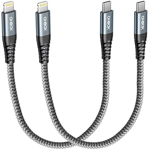 ohbox Short USB-C to Lightning Cable 1FT, 2Pack USB C iPhone Cable MFi Certified Type C iPhone Charger Cord Fast Charging Cable Compatible with iPhone 14 13 12 11 Pro Max XR XS X 8 Plus SE iPad