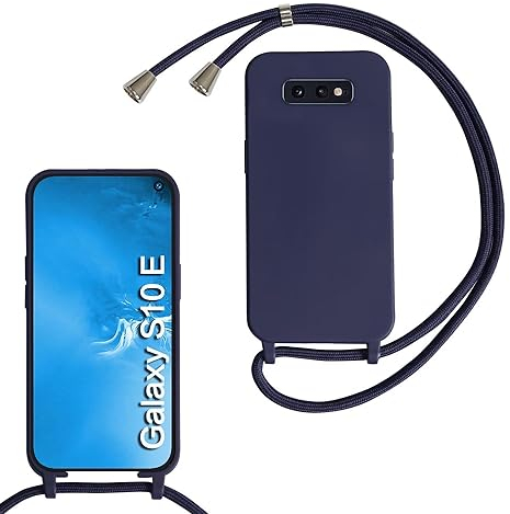 MBSLFY Silikon Handykette für Samsung Galaxy S10e Hülle mit Band,Silikon Necklace Handyhülle mit Abnehmbar Kordel zum Umhängen Stossfest Bumper Handy Schutzhülle für Samsung Galaxy S10e, Navy blau