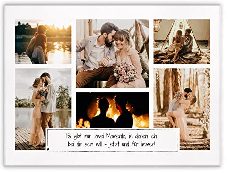 Maverton Leinwandbild mit eigenem Foto - personalisiertes Foto Leinwand mit Holzrahmen - Größe 30x40 oder 50x70 - Fotoleinwand Collage - Fotobild auf Leinwand für Paar - Momente - 30 x 40 cm