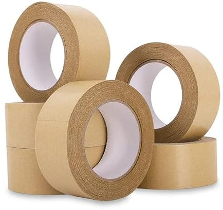 12 Rolls - Krafting Sealing Packing Tape | Kraft Paper Tape | 25mm 38mm 48mm |Bio-degradable environmentally Friendly Tape | Strong Heavy Duty | (25mm x 50m)