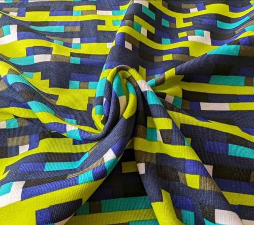 Jersey, Meterware Grün Blau, Gaming Motiv, Pixel Druck, 50 cm
