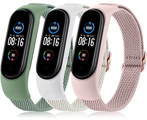 Oumida 3 Pièces Bracelet pour Xiaomi Mi Band 6/Mi Band 5/Mi Band 4/Mi Band 3, Bracelet Élastique Réglable pour Amazfit Band 5/Xiaomi Mi Band 6/Mi Band 5/Mi Band 4/Mi Band 3 (PackB)