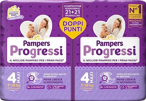 Pampers Progressi Maxi Doppelpack, Größe 4 (7-18 kg), 42 Windeln