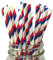 Berto Paper Straws 25pcs, Biodegradable Recyclable Drinking Straws for Wedding | Birthday Party Straws for Cocktail, Holiday, Coffee, Soda, Baby Shower Suppliers. (White with Red & Blue Stripes)