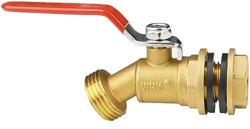 WHK Rain Barrel Spigot Kit-Water Bucket Spigot Faucets-Water Spicket Water Spout Spigot for 5/55 Gallon Bucket for Rain Barrel Water Container WaterTank,1/4 Turn with Long Handle(Brass)