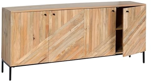 Mendler Sideboard HWC-L95, Kommode Schrank Anrichte, Massiv-Holz Mango 79x176x42cm MVG-Zertifiziert, Natur