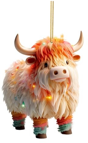 Bunte Kuh-Ornamente Weihnachtsanhänger, Weihnachtsbaum Schmuck, Christbaumschmuck Ausgefallen, Weihnachtsschmuck Baum, Baumschmuck Weihnachten, Weihnachtsdeko Auto