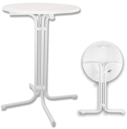 TRUTZHOLM Stehtisch klappbar Ø 80 cm in Weiß Höhe 110 cm Stahl Gastrotisch Partytisch Bistrotisch Empfangstisch Indoor & Outdoor für Hochzeiten und Gartenfeste wetterbeständig pflegeleicht